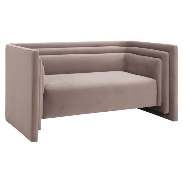 Trippel 18" Seat Height Loveseat - Taupe Velvet Fabric - Brown Legs 