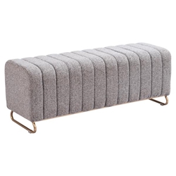 Pender Bench Stone Gray - Shearling Style Fabric - Electroplated Steel Legs 