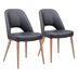 Leith Dining Chair - Black Faux Leather - Walnut Finish Legs - Set of 2