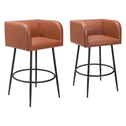 Horbat 30" Seat Height Barstool - Brown - Black Powder Coated Steel Legs - Set of 2 