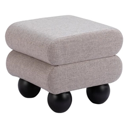 Davao Ottoman - Gray - Black Rubberwood Legs 