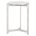 Barmas Side Table with Marble Top and Cast Aluminum Base - White and Silver