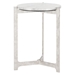 Barmas Side Table with Marble Top and Cast Aluminum Base - White and Silver - ZUO6029