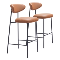 Rorun 29" Seat Height Barstool - Brown - Black Powder Coated Steel Legs - Set of 2 