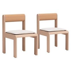 Island Dining Chair - White - Natural Legs - Set of 2 