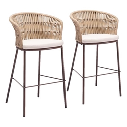 Freycinet 29" Seat Height Barstool - Natural - Brown Legs - Set of 2 