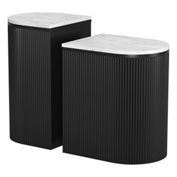 Ormara Side Table Set White and Black - 2-Piece 