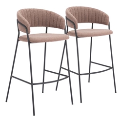 Josephine 29" Seat Height Barstool - Brown - Black Powder Coated Steel Legs - Set of 2 