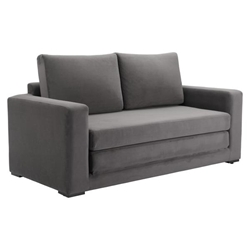 Jide Sleeper Sofa Gray - Velvet Fabric - Black Legs 