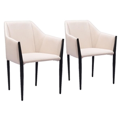 Andover Dining Chair - Beige Fabric - Black Powder Coated Steel Legs - Set of 2 