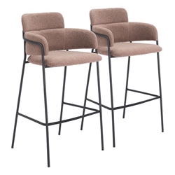 Marcel 29" Seat Height Barstool - Brown - Black Powder Coated Steel Legs - Set of 2 