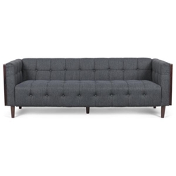 Peakview 89" 3 Seater Sofa - Charcoal Fabric - Rubberwood Frame 