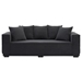 Riverbend 88" Mid Century Modern Upholstered Sofa with 5 Matching Toss Pillows - Black Corduroy Fabric - CAB1439