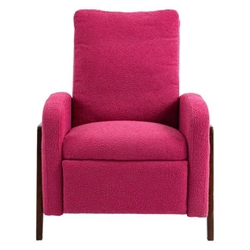 Brookside Recliner Chair - Rose Red Boucle - Solid Hardwood Frame 