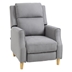 Tacoma Manual Recliner Chair with Footrest - Light Grey Linen - Solid Rubberwood Legs