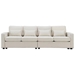 Floravia 104" 4-Seater Sofa with Armrest Pockets and 4 Pillows - Beige Linen-like Fabric - CAB2095