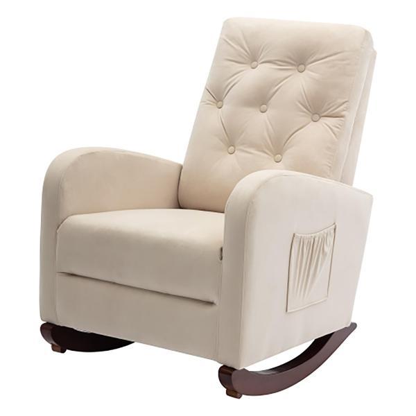 Carmel Single Sofa Reclining Chair - Beige - Solid Wood Legs 