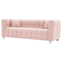 Florapark 80" 3 Seater Sofa - Pink Teddy Fleece - Solid Wood Frame 