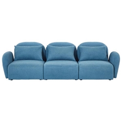 Fairview 94" Lazy Sofa 3 Seater - Teddy Fabric Blue - Solid Wood Frame 