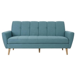 Selsey 71" Flared Arm Sofa - Blue Fabric - Rubberwood Legs 