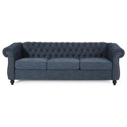 Torvane 84" 3 Seater Sofa - Navy Blue Fabric 