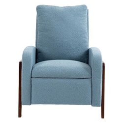 Brookside Recliner Chair - Light Blue Boucle - Solid Hardwood Frame 