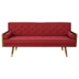 Solarion Mid Century Modern Tufted Fabric Sofa - Red