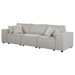 Snowcrest 104 Sofa in Beige Linen - 2 Accent Pillows 