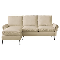 Kaidyne 81" L-Shaped Sofa - Modern Faux Leather with Reversible Chaise Lounge - Beige 