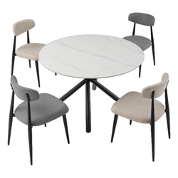 Sundrake Modern Dining Chairs - Grey Upholstered - Black Metal Frame - Set of 2 