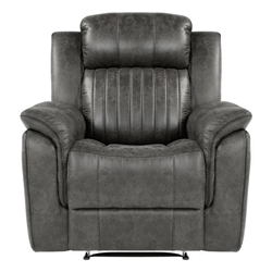 Bode Reclining Chair - Gray Polished Microfiber Fabric - Solid Wood Frame 