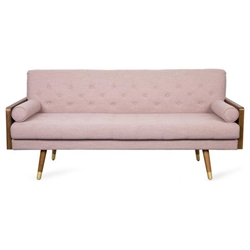 Kaidren Mid-Century Modern Tufted Fabric Sofa - Blush 