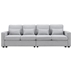 Floravia 104" 4-Seater Sofa with Armrest Pockets and 4 Pillows - Light Grey Linen-like Fabric