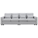 Floravia 104" 4-Seater Sofa with Armrest Pockets and 4 Pillows - Light Grey Linen-like Fabric - CAB3757