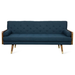 Annetra Mid-Century Modern Tufted Fabric Sofa - Navy Blue 