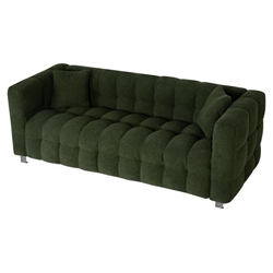 Florapark 80" 3 Seater Sofa - Green Teddy Fleece - Solid Wood Frame 