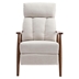 Brynmere Accent Chair - Beige Linen Fabric - Brown Rubber Wood Frame and Legs