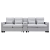 Lancaster 114" Sofa with Console - Light Gray Fabric - Solid Wood Frame