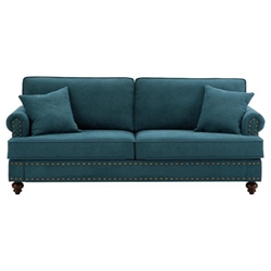 Vitalis 82" Modern Sofa - Lake Green Chenille - Brown Legs 