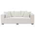 Riverbend 88" Mid Century Modern Upholstered Sofa with 5 Matching Toss Pillows - White Corduroy Fabric