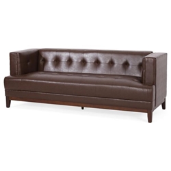 Lyravale 80" 3 Seater Sofa - Dark Brown Polyurethane - Wood Frame 