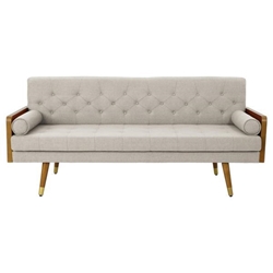 Tilford Mid Century Modern Tufted Fabric Sofa - Beige 