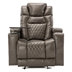 Hyporon Power Motion Recliner - Grey with USB Charging Port and Hidden Arm Storage