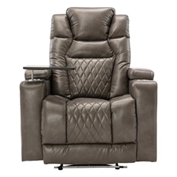 Hyporon Power Motion Recliner - Grey with USB Charging Port and Hidden Arm Storage 