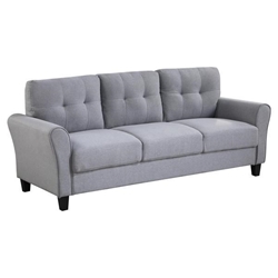 Solmare 79" Modern Living Room Sofa - 3 Seater - Light Grey - Blue Linen Upholstered - Light Grey - Blue 