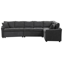 Cannelle 124" Sectional Sofa Bed - Gray Chenille Fabric 