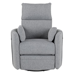 Selario Upholstered Swivel Recliner - Manual Rocker Recliner Chair - Baby Nursery Chair - Dark Grey Linen Fabric - Iron Frame 