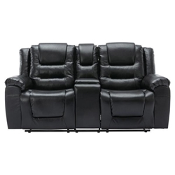 Circean 2 Seater Home Theater Recliner - Manual Recliner Chair with Storage Box and Two Cup Holders - Black 