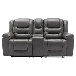 Circean 2 Seater Home Theater Recliner - Manual Recliner Chair with Storage Box and Two Cup Holders - Grey 