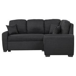 Cyverna 87" Sectional Sleeper Sofa with USB Charging Port and Plug Outlet - Black Linen Fabric 